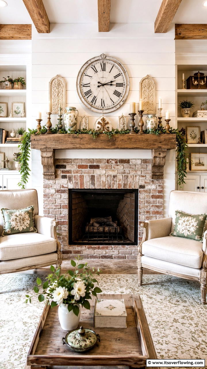 Handcrafted Mantel Decor - 30 Cottage Living Room Ideas for Cozy Home Spaces
