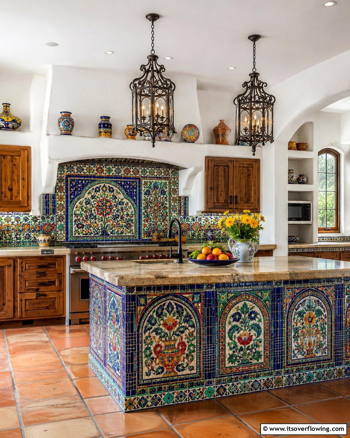 Handcrafted Mosaic Details - 30 Spanish Style Kitchen Ideas for Old-World Elegance