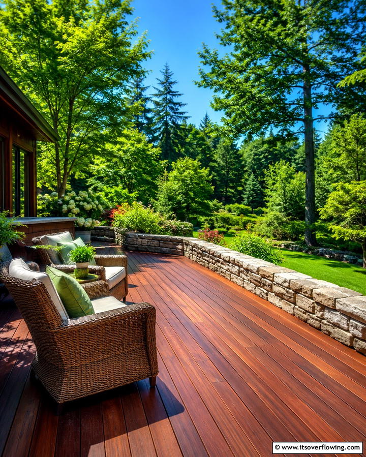 Handcrafted Stone Borders - 30 Budget-Friendly Backyard Deck Ideas for Stylish Outdoor Living