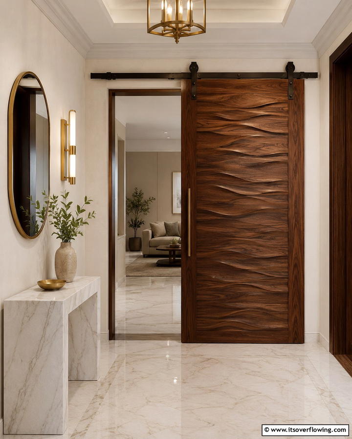 Handcrafted Textured Barn Door - 30 Stylish Barn Door Ideas for Modern Home Organization