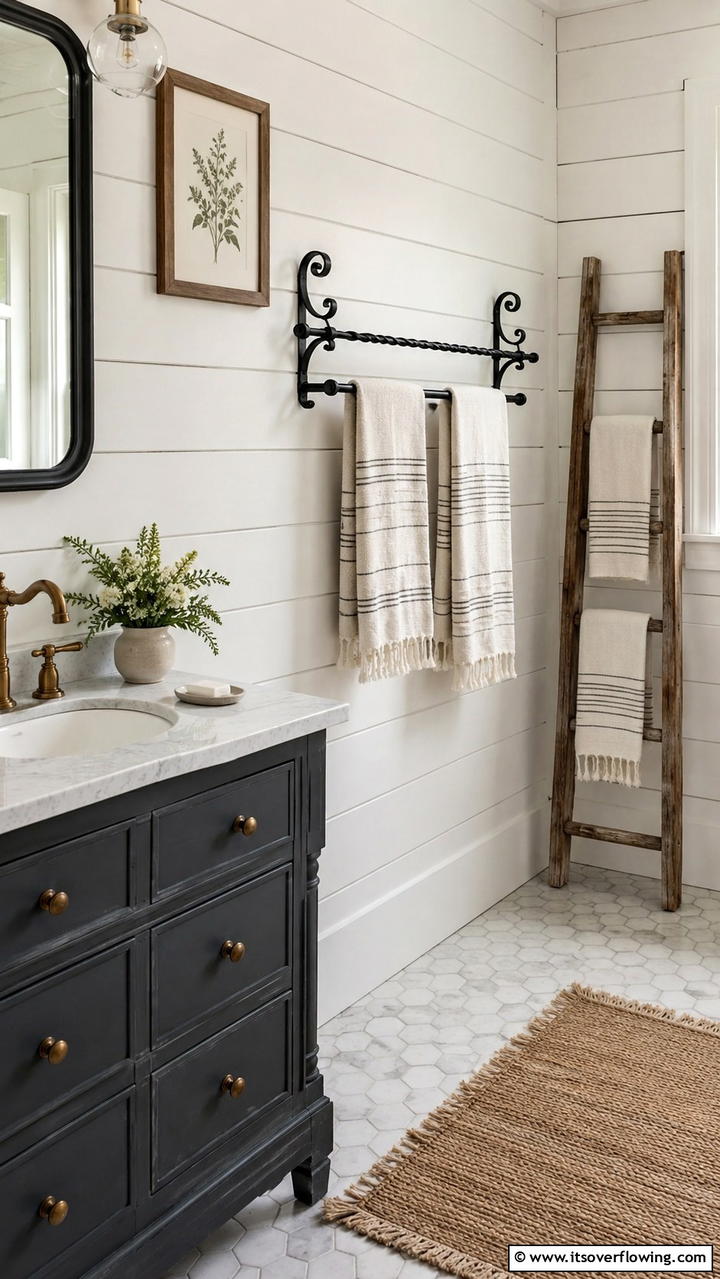 Handcrafted Towel Racks - 30 Cottage Bathroom Ideas for a Charming Relaxing Retreat