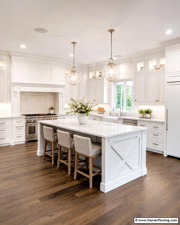 Handcrafted White Accents - 30 Rustic White Kitchen Ideas for Timeless Farmhouse Style