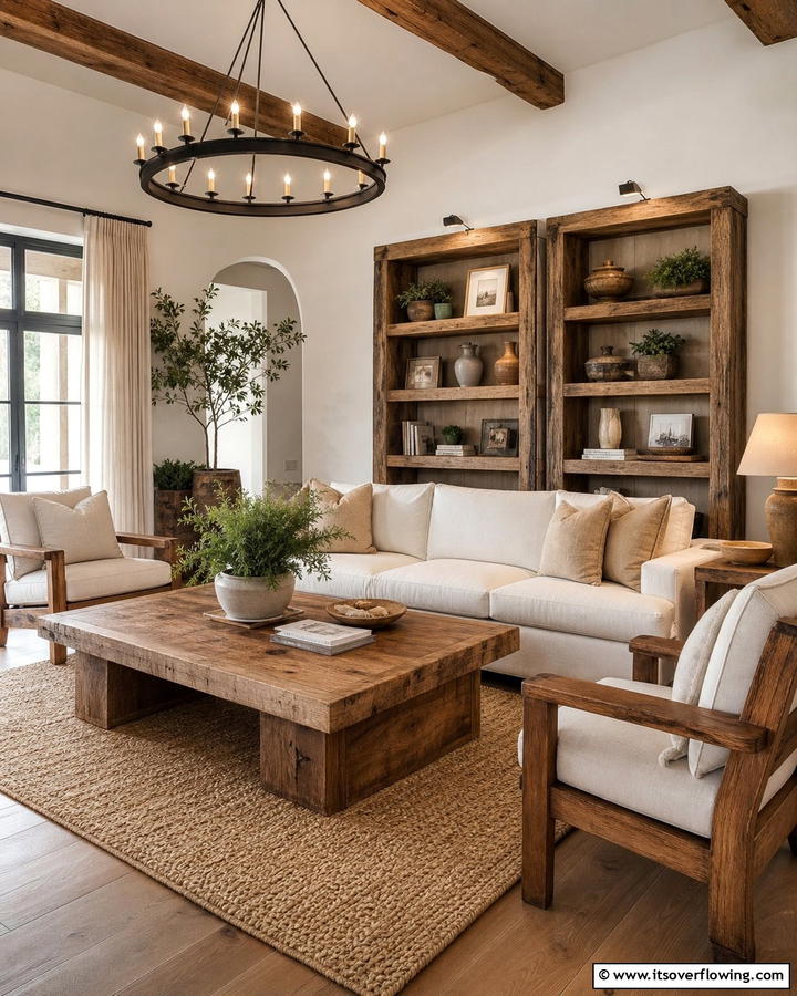 Handcrafted Wooden Furniture for Natural Elegance - 20 Primitive Living Room Ideas for a Rustic Look