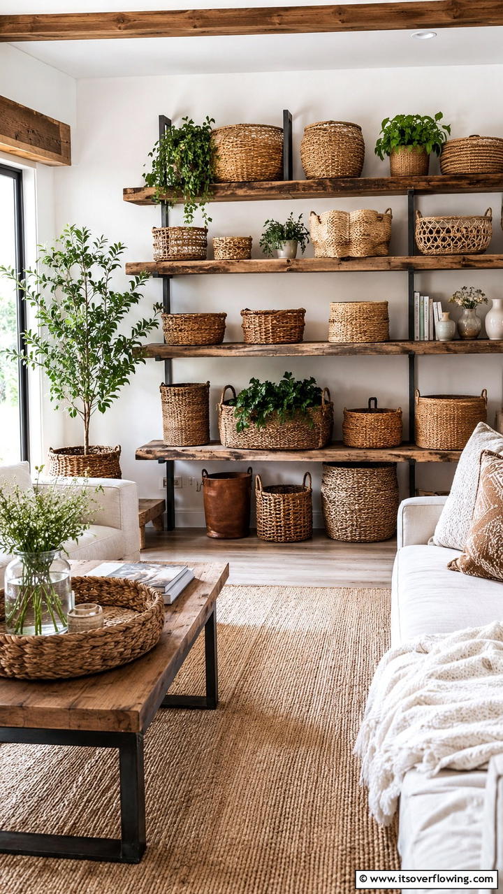 Handcrafted Woven Baskets - 30 Boho Farmhouse Decor Ideas for Eclectic Charm