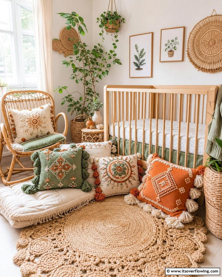 Handmade Decorative Pillows - 25 Boho Nursery Ideas for a Cozy and Chic Space