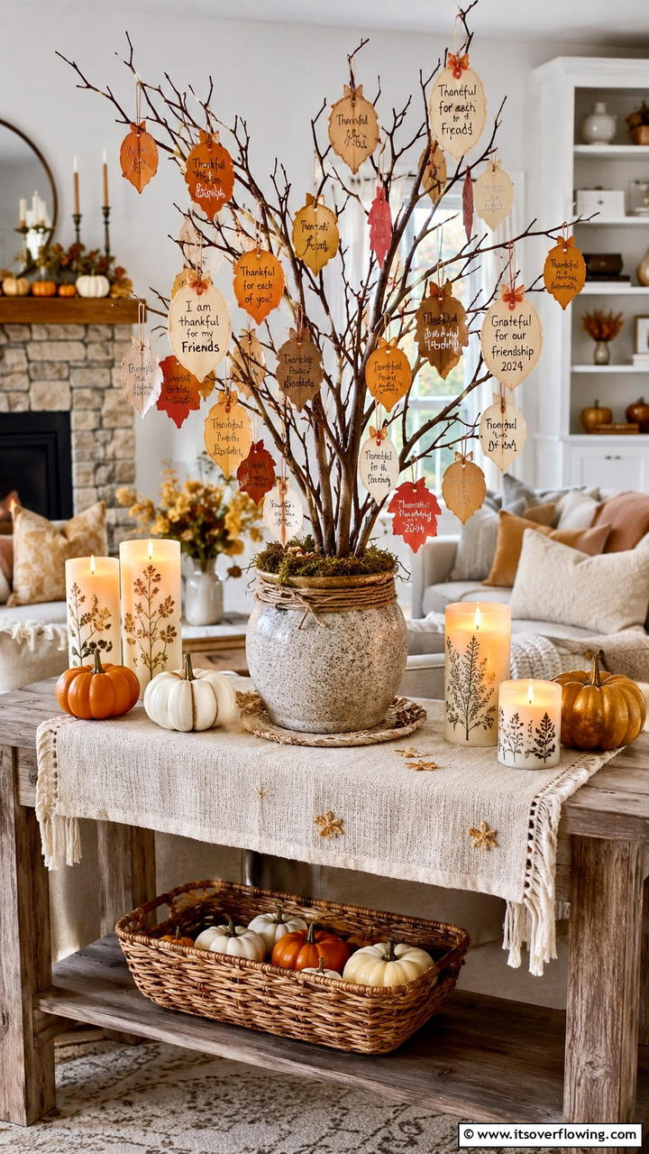 Handmade Thankful Tree - 30 Friendsgiving Decor Ideas for Festive Gatherings