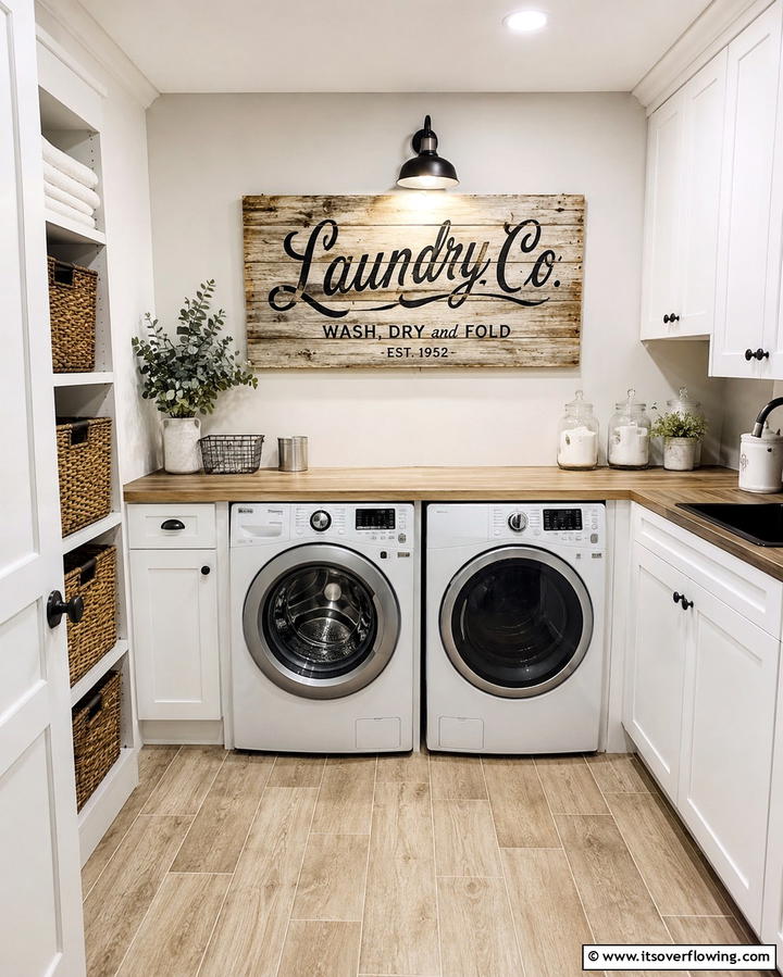 Handmade Wooden Signage - 30 Rustic Laundry Room Ideas for Functional Farmhouse Style