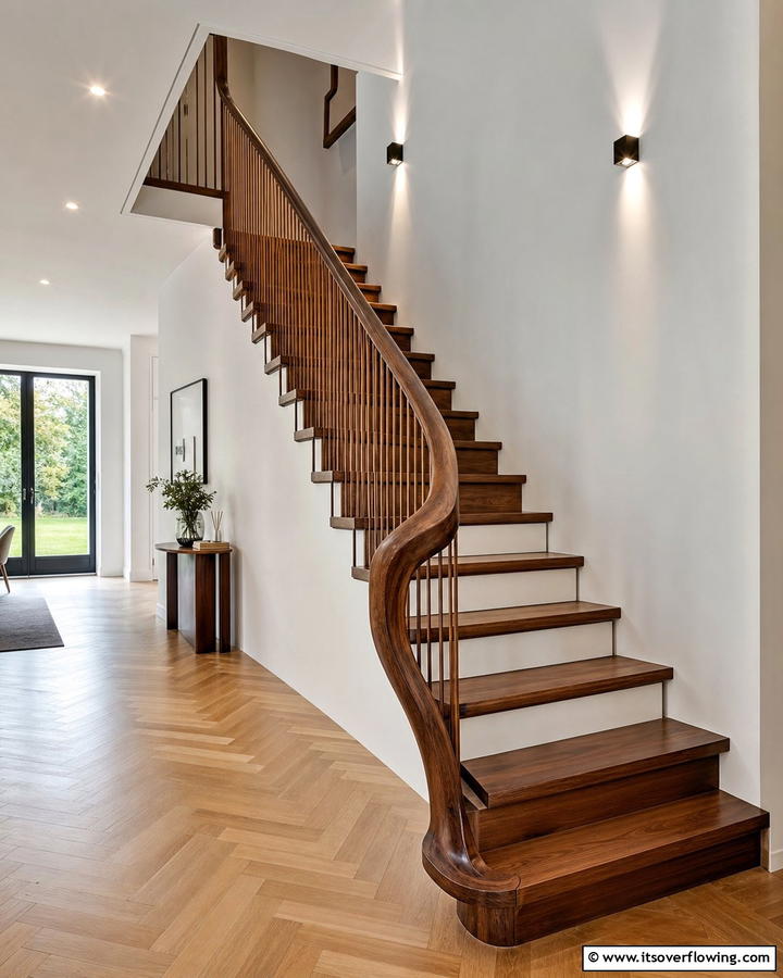 Handrail Focused Design - 30 Wooden Staircase Ideas for Modern and Rustic Homes