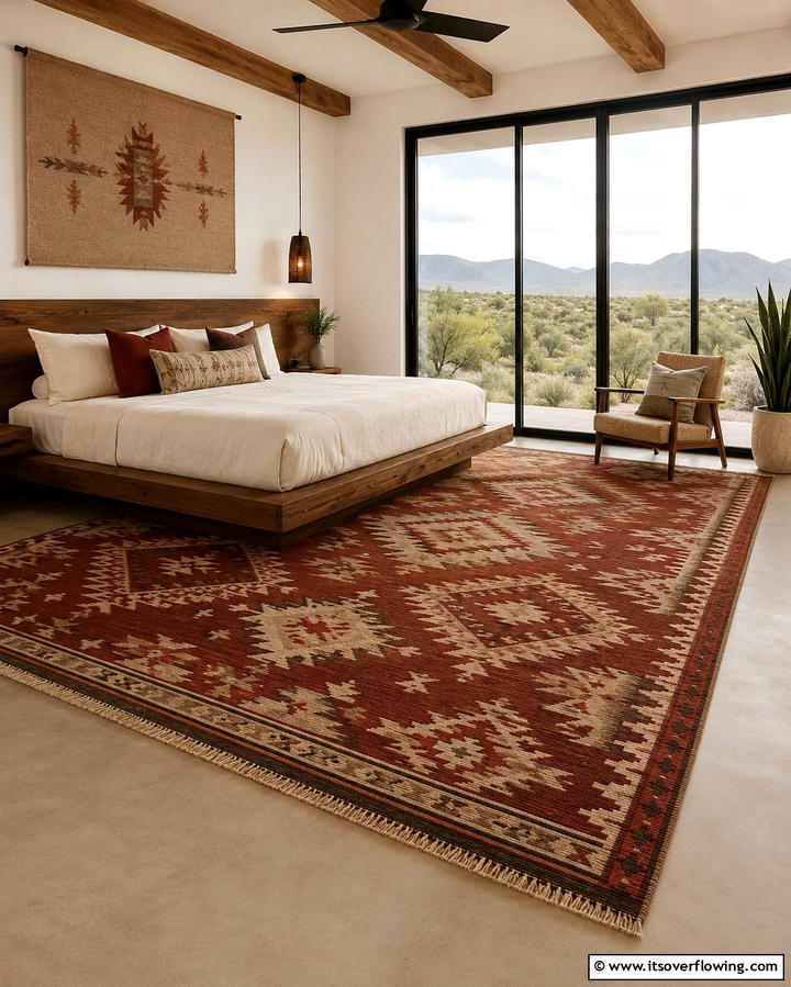 Handwoven Area Rugs - 25 Mexican Bedroom Ideas for a Cultural Retreat