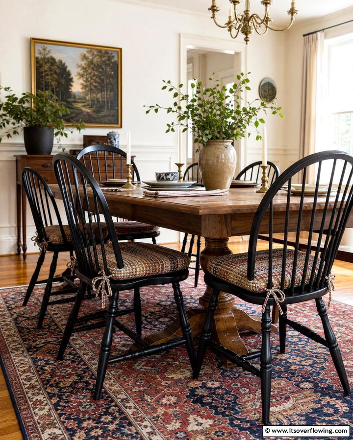 Handwoven Chair Cushions - 25 Colonial Dining Room Ideas for Timeless Style