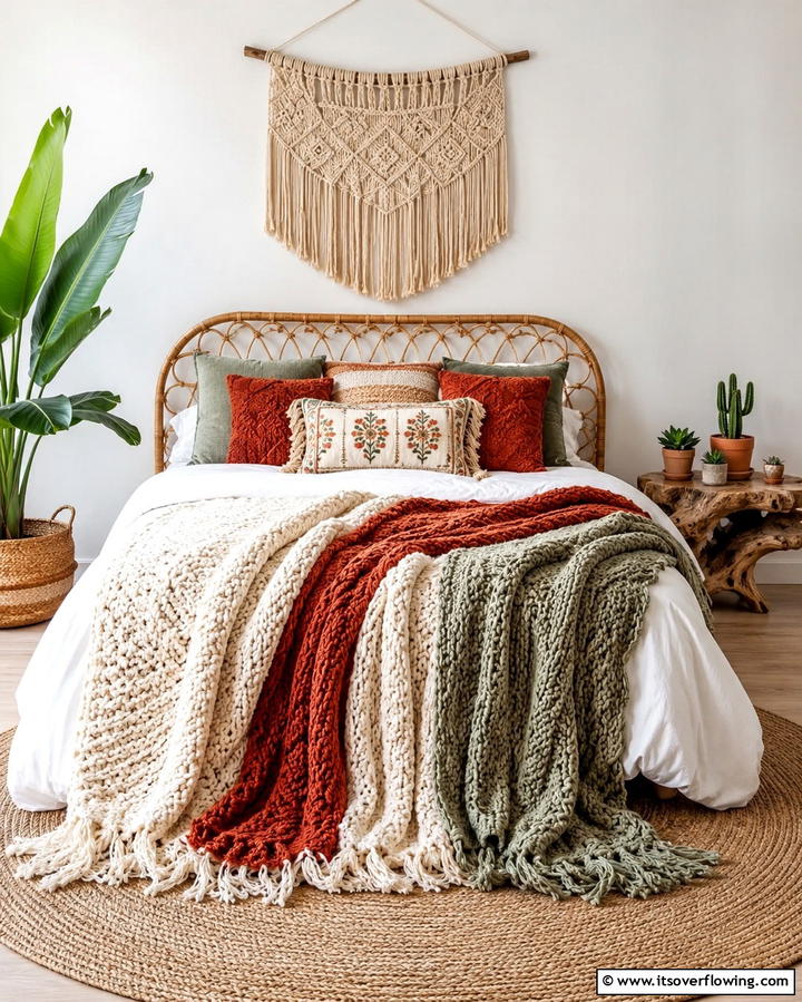 Handwoven Cozy Blankets - 30 Eclectic Boho Decor Ideas for a Free-Spirited Home Vibe