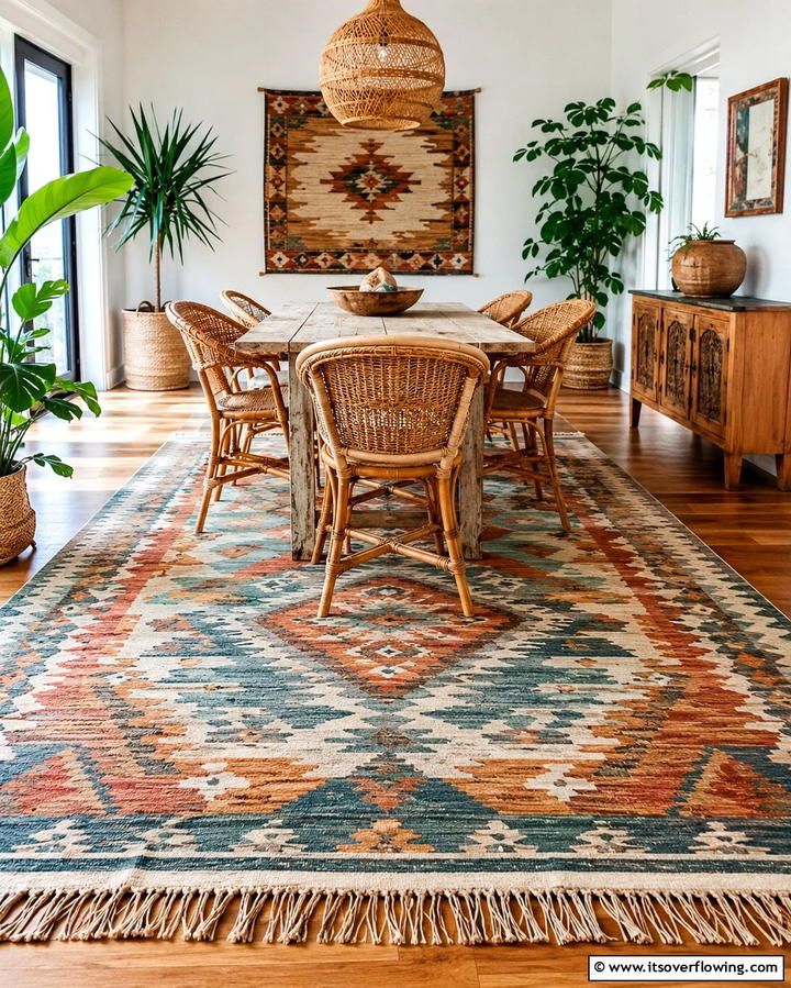 Handwoven Rugs for Unique Craftsmanship - 30 Dining Room Rug Ideas to Anchor Your Table Setting