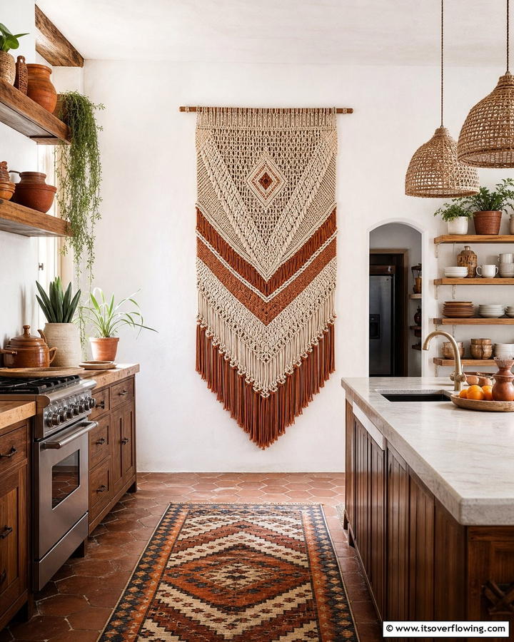 Handwoven Tapestry Feature - 21 Kitchen Wall Decor Ideas for a Personalized Culinary Space