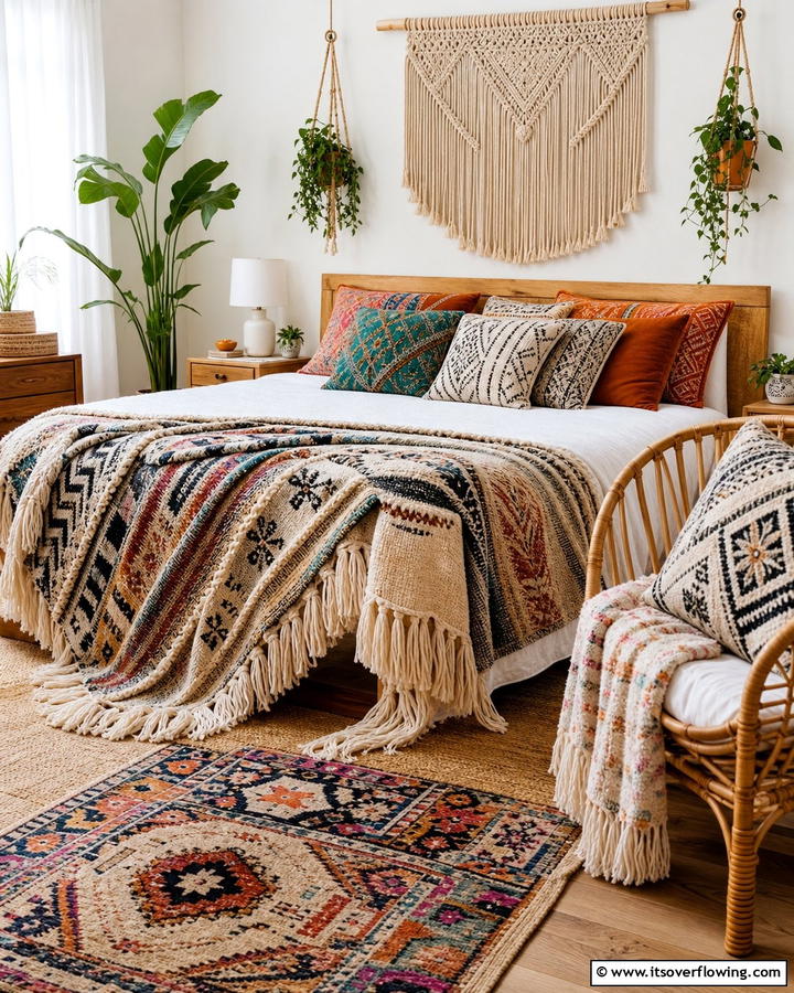 Handwoven Throws and Blankets - 20 Girls Boho Bedroom Ideas for a Chic and Relaxing Space
