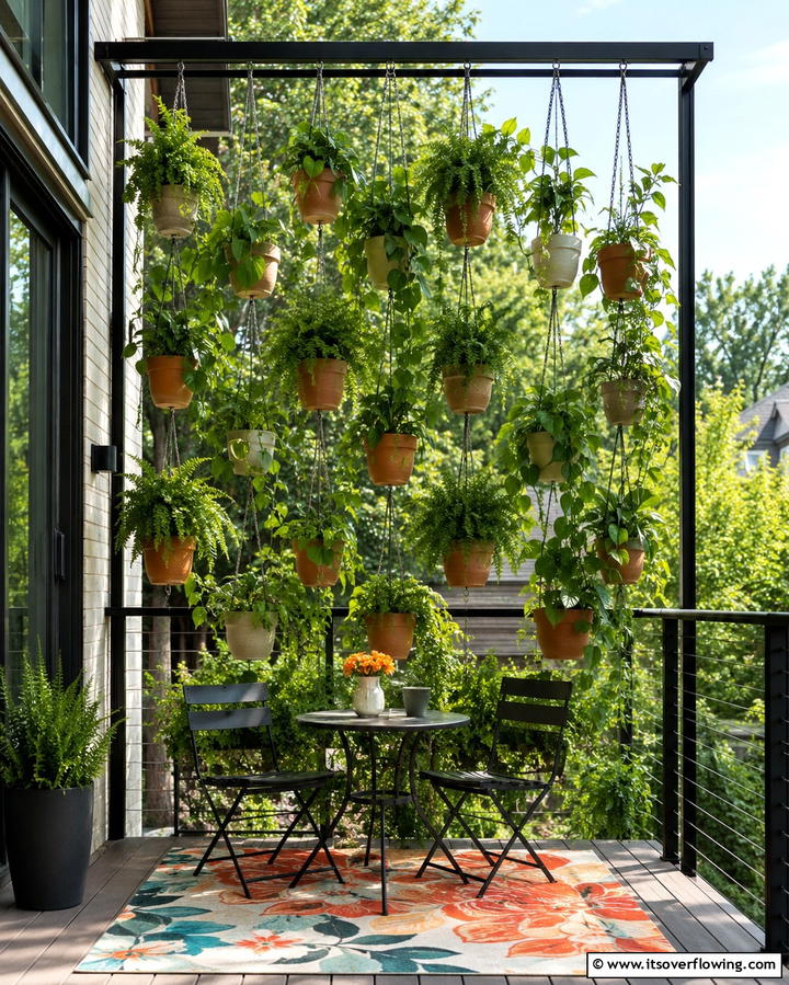 Hang Potted Plants - 30 Cheap Ways to Block Neighbors View in Your Garden