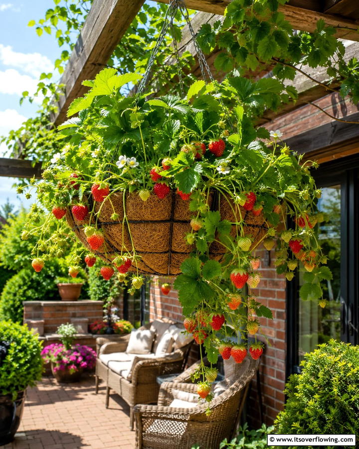 Hanging Basket Planters - 25 Strawberry Planter Ideas for Fresh Homegrown Berries