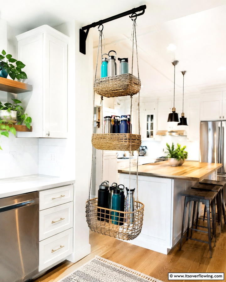 Hanging Basket System - 20 Clever Water Bottle Storage Ideas for a Clutter-Free Home