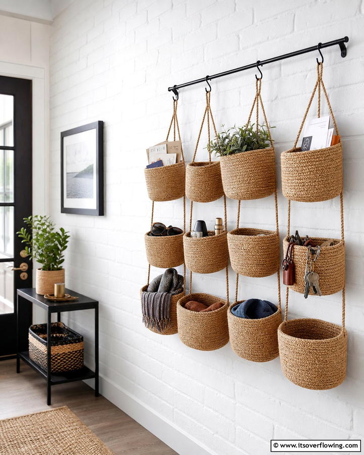 Hanging Baskets and Organizers - 25 Hallway Storage Ideas to Maximize Space