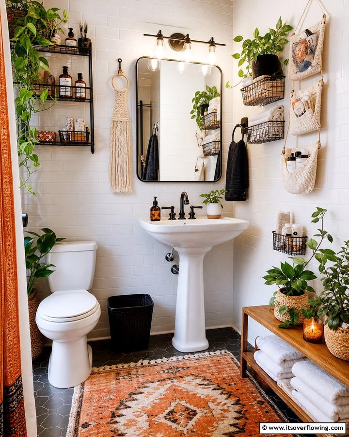 Hanging Baskets or Pouches - 20 Pedestal Sink Storage Ideas for Organized Bathrooms