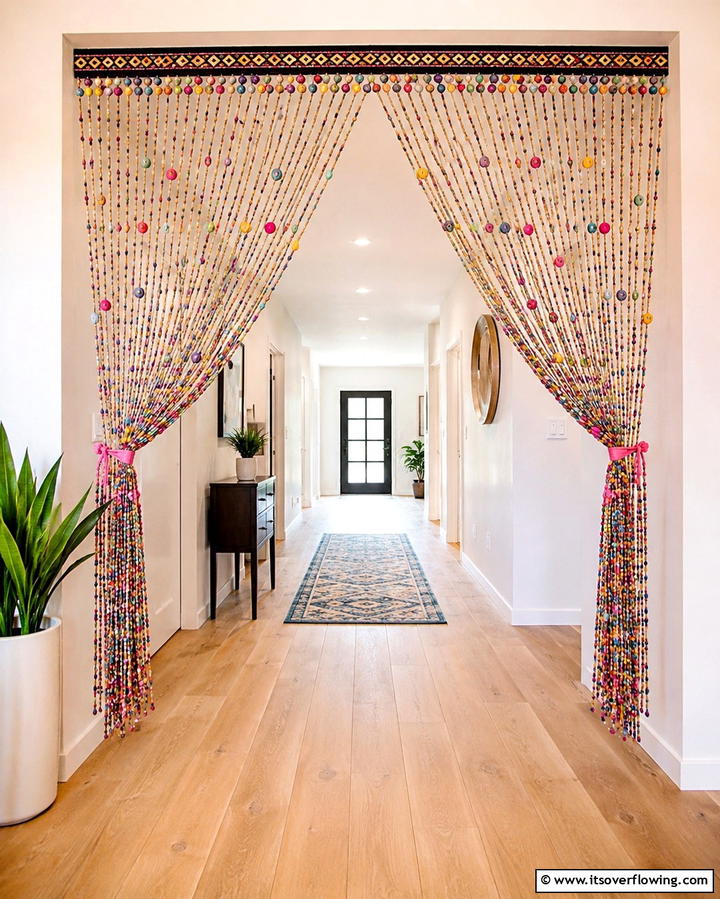 Hanging Beaded Curtains - 30 Bohemian Hallway Decor Ideas for a Welcoming Entryway