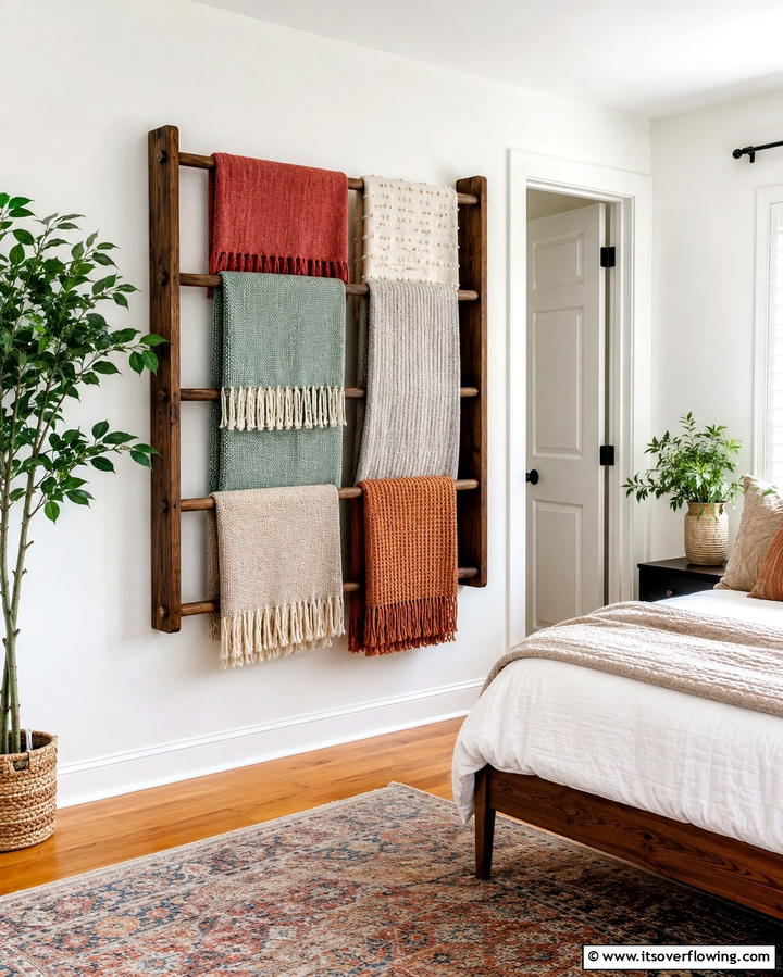 Hanging Blanket Rack - 25 Creative Blanket Storage Ideas for Cozy Homes