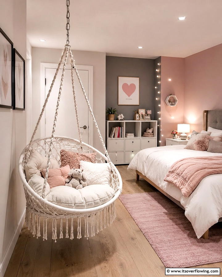 Hanging Chair or Swing - 25 Girl Room Ideas for 10-year-olds- Creative & Fun Designs