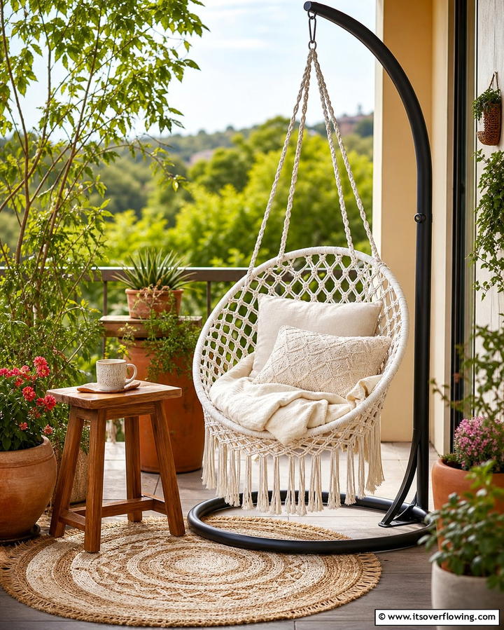 Hanging Chair or Swing - 25 Small Deck Ideas to Maximize Your Outdoor Living Space