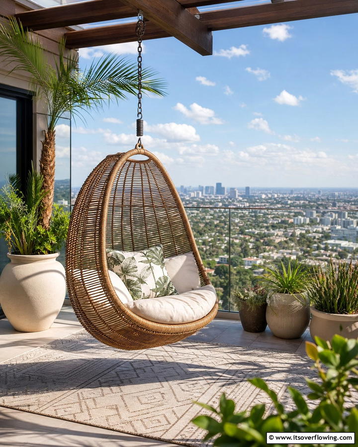 Hanging Chair or Swing - 20 Penthouse Balcony Ideas for a Luxurious Outdoor Space