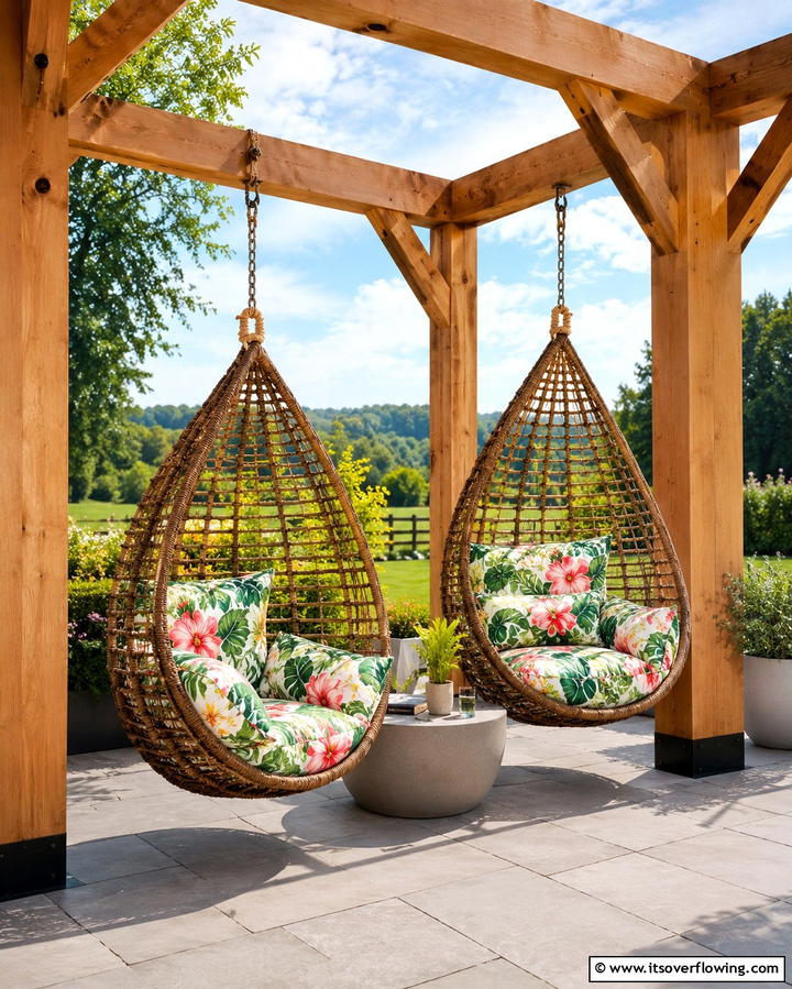 Hanging Chairs for Relaxation - 25 Tropical Patio Ideas for a Relaxing Outdoor Oasis