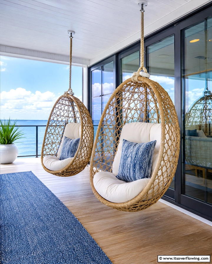 Hanging Chairs for Relaxation - 25 Three Season Porch Ideas for Year-Round Enjoyment