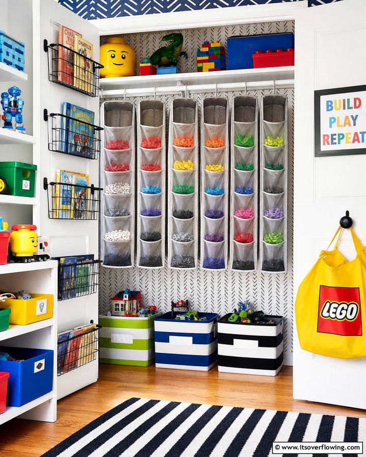 Hanging Closet Organizers - 30 Creative Lego Storage Ideas to Organize Kids’ Spaces