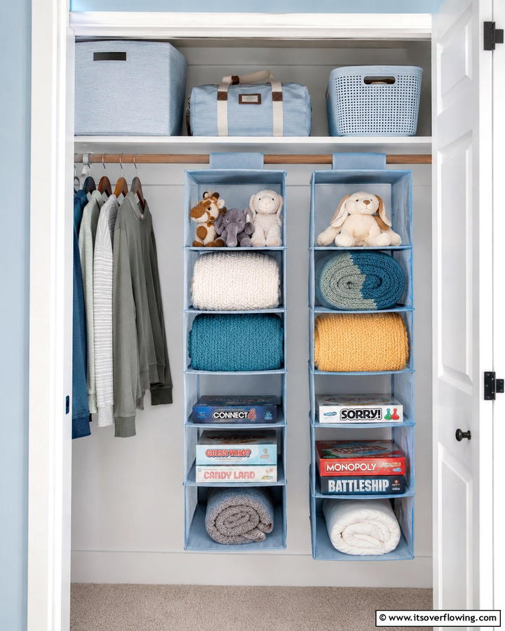 Hanging Closet Organizers for Vertical Efficiency - 25 Playroom Storage Ideas to Keep Your Kids’ Space Organized