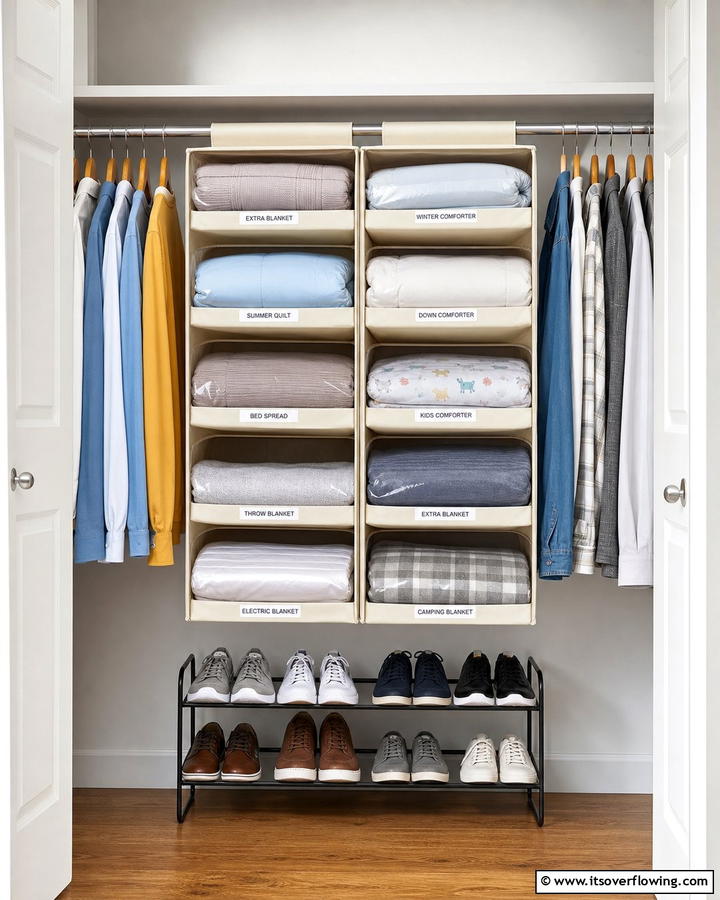 Hanging Closet Organizers - 20 Comforter Storage Ideas to Maximize Space