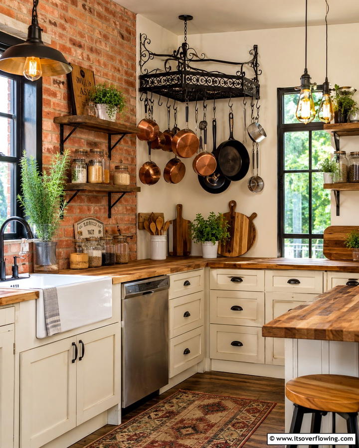 Hanging Corner Pot Rack - 20 Kitchen Corner Ideas to Maximize Your Space