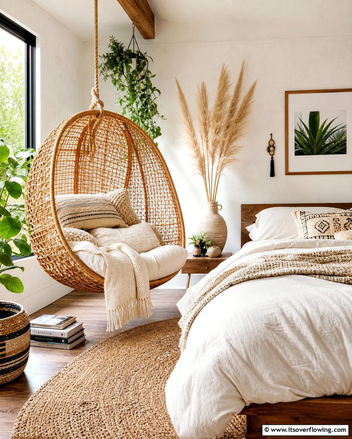 Hanging Egg Chairs for Unique Appeal - 25 Comfortable Bedroom Chair Ideas for Relaxation