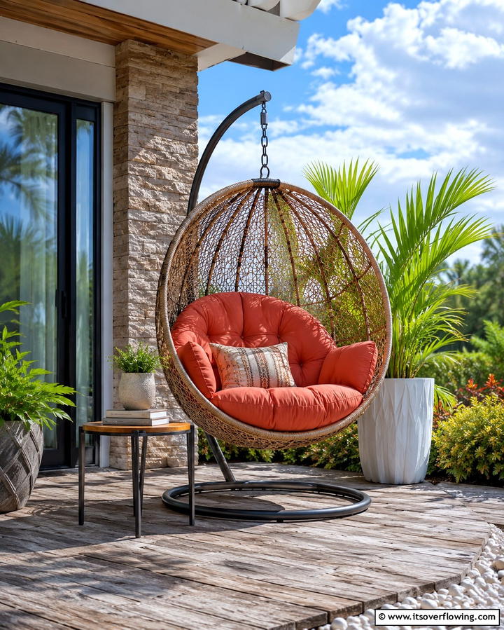 Hanging Egg Chairs - 25 Deck Furniture Ideas for Comfortable Outdoor Living