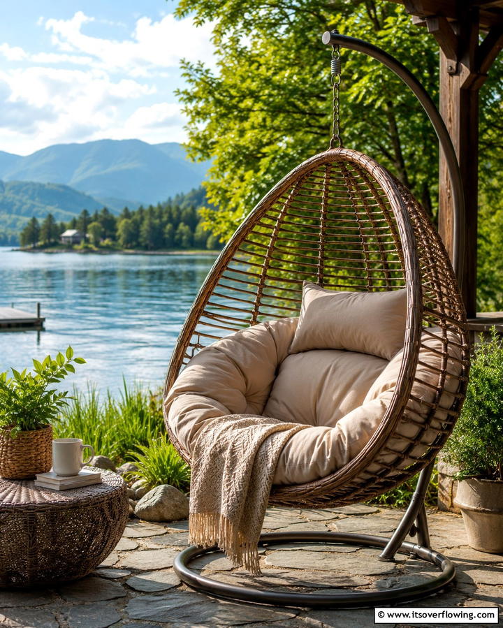 Hanging Egg ChairsExact - 25 Pool Furniture Ideas for a Relaxing Outdoor Oasis