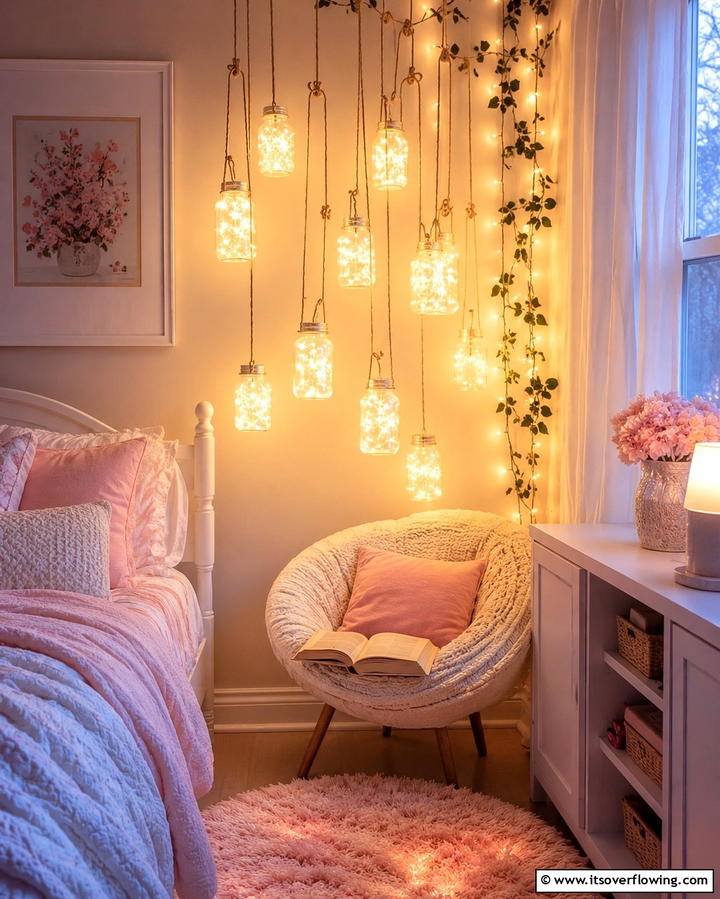 Hanging Fairy LanternsExact - 30 Enchanting Fairy-Themed Bedroom Designs for Whimsical Spaces