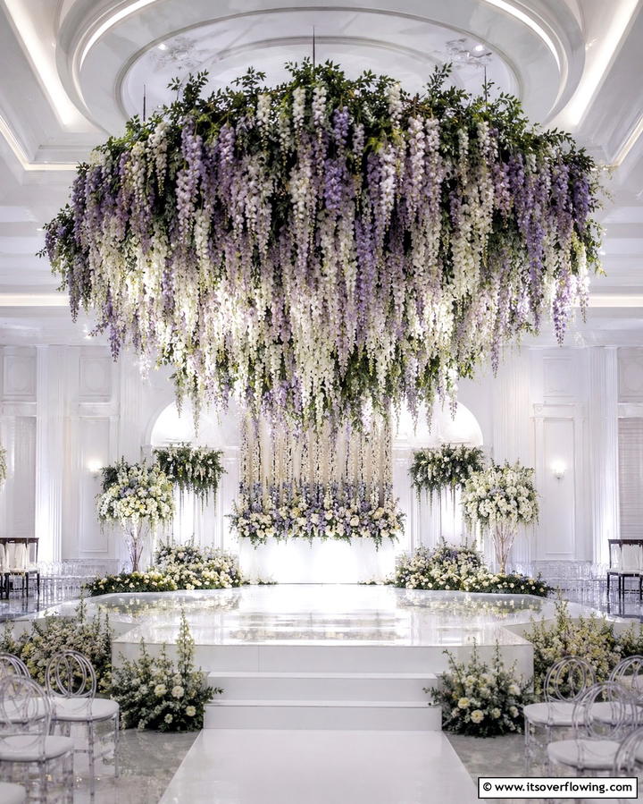 Hanging Floral Installation - 30 Stunning Wedding Altar Design Inspirations