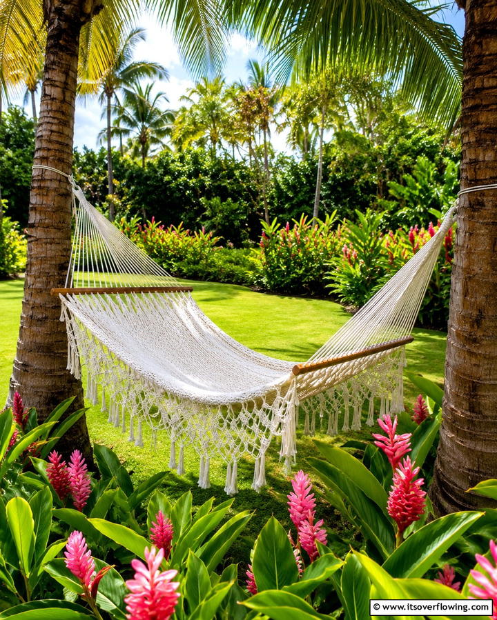 Hanging Hammocks - 25 Tropical Landscape Ideas for Your Outdoor Paradise