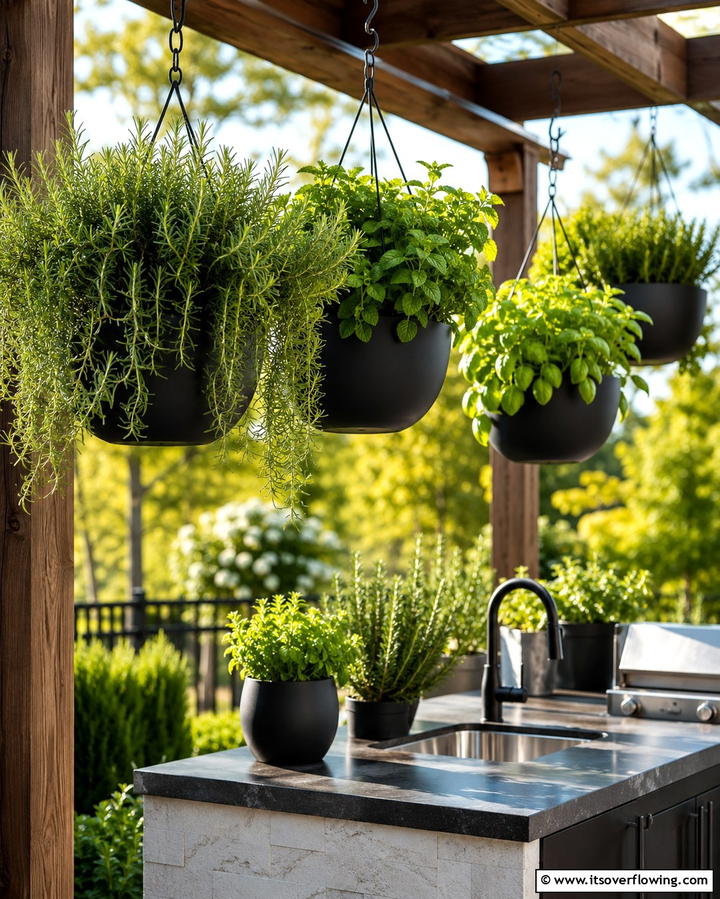 Hanging Herb Haven - 30 Deck Decorating Ideas with Plants for Lush Outdoor Living