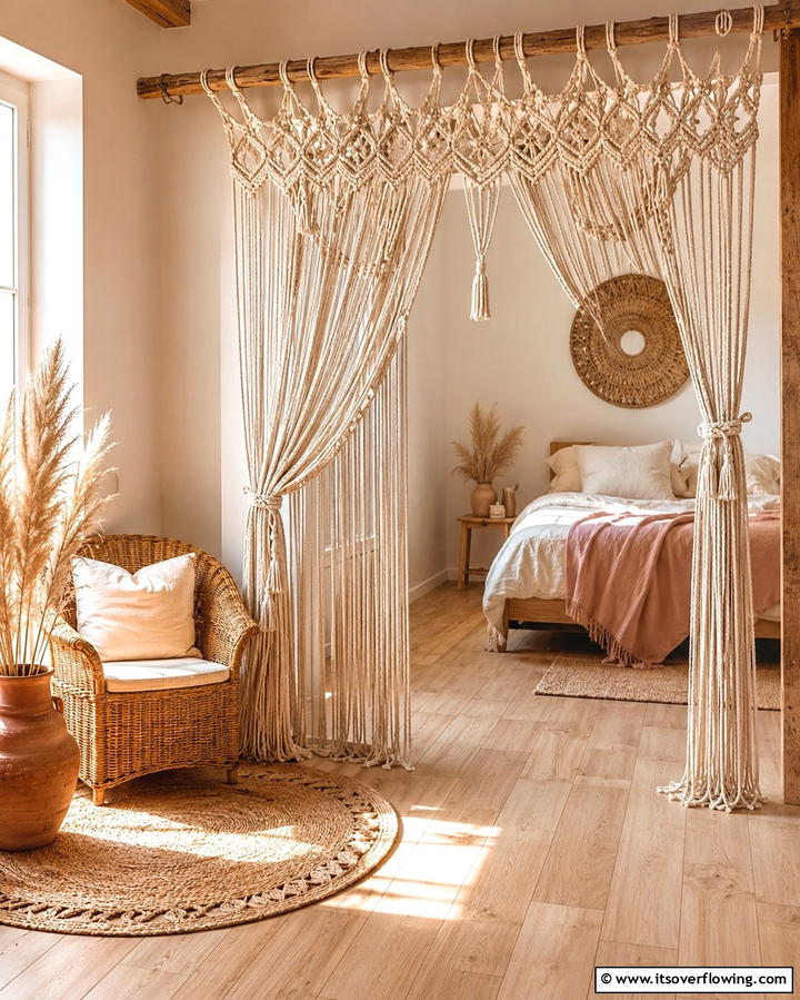 Hanging Macrame for a Boho Flair - 25 Room Divider Ideas to Maximize Your Living Space
