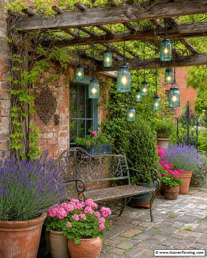 Hanging Mason Jar Lights - 25 Pergola Lighting Ideas to Illuminate Your Outdoor Space