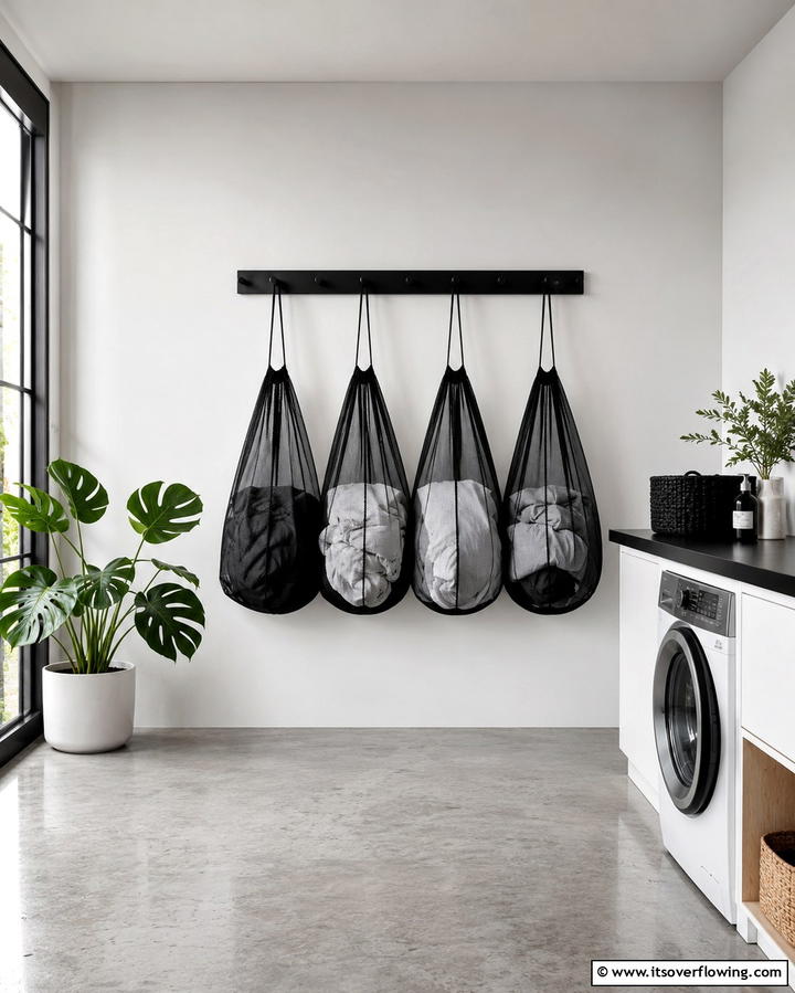 Hanging Mesh Bags - 25 Laundry Basket Storage Ideas for a Tidy Home