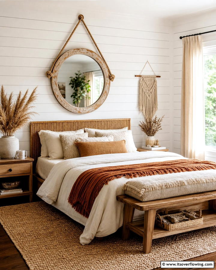 Hanging Mirror with Rope for Rustic Charm - 20 Bedroom Mirror Ideas to Reflect Your Style