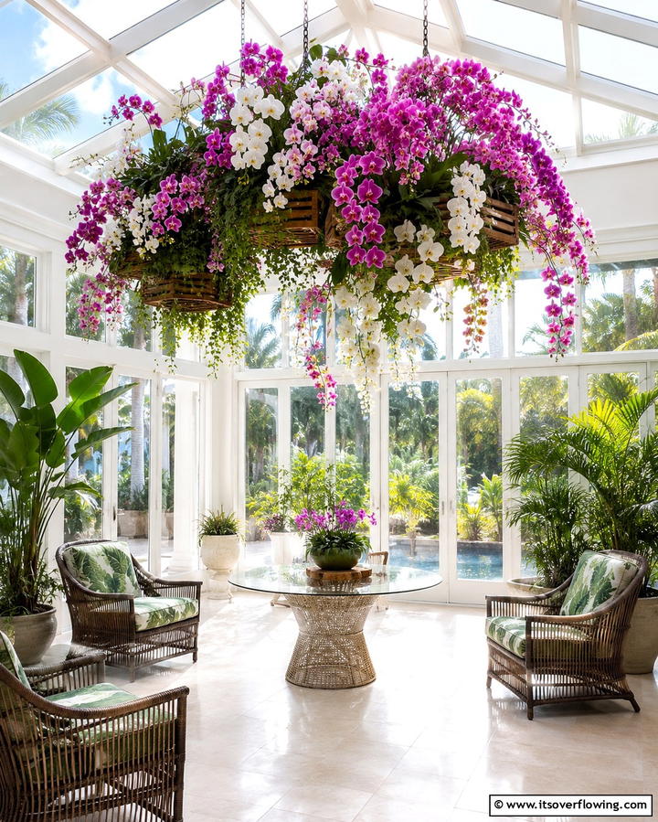 Hanging Orchid Display - 25 Potted Plant Arrangement Ideas for Stylish Decor