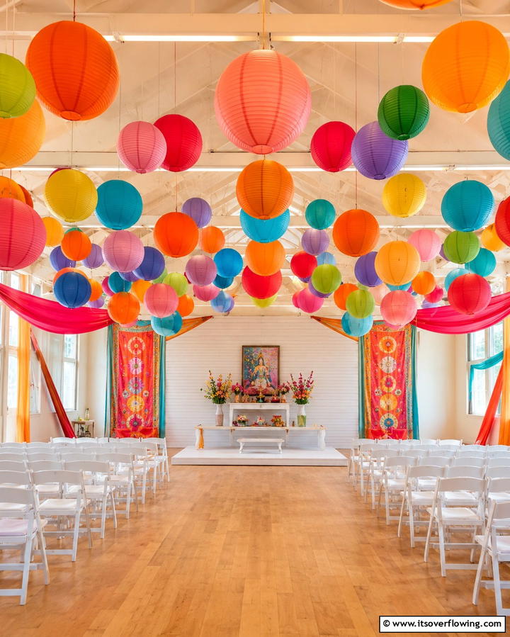 Hanging Paper Lanterns - 30 Stunning Wedding Altar Design Inspirations