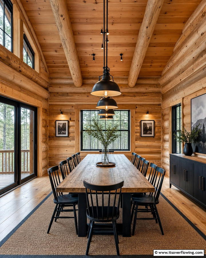 Hanging Pendant Lights - 25 Log Cabin Interior Design Ideas for Cozy Living