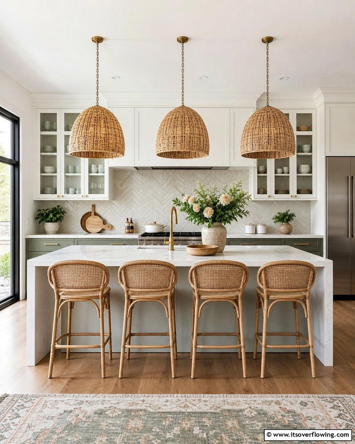 Hanging Pendant Lights - 20 Cozy Kitchen Ideas to Make Your Space Warm and Inviting