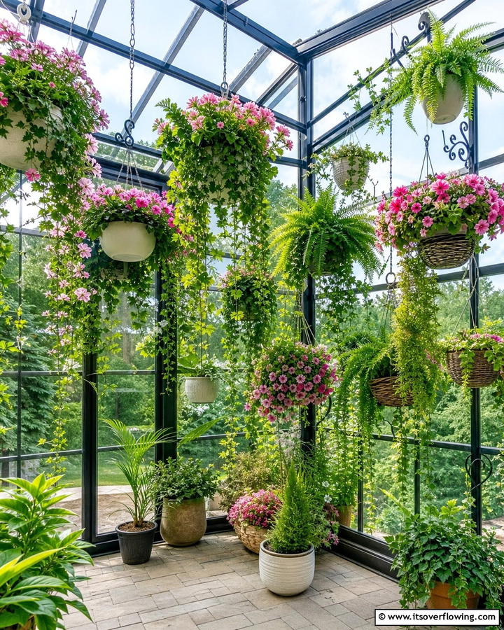 Hanging Plant Displays - 20 Innovative Corner Greenhouse Ideas for Gardeners